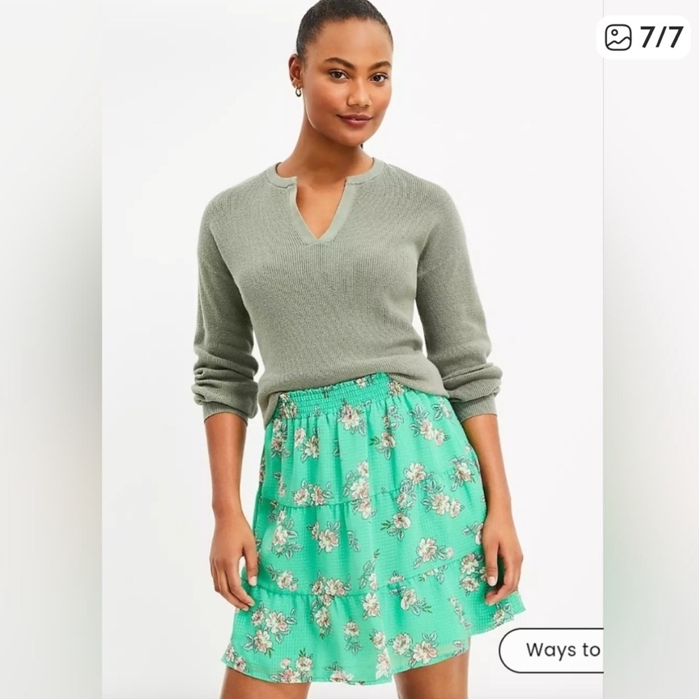 NWT LOFT Mint Floral Skater Skirt Medium